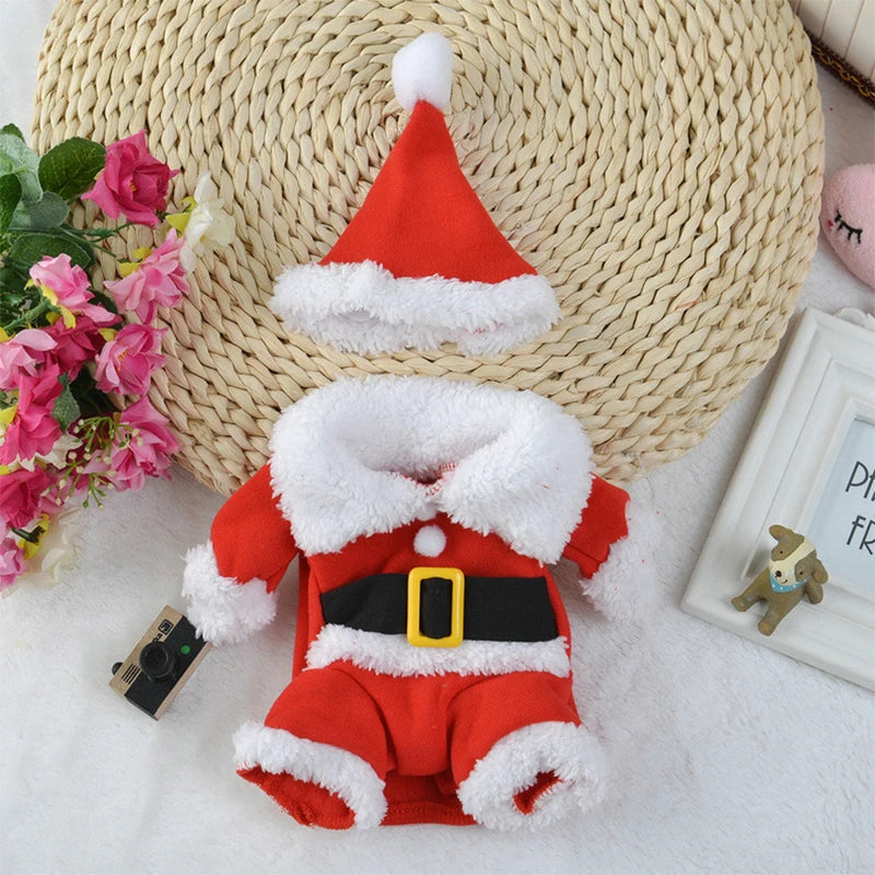 Cozy Christmas Pet Outfit Santa Claus Costume for Small Dogs and Cats Perfect for Holiday Photos