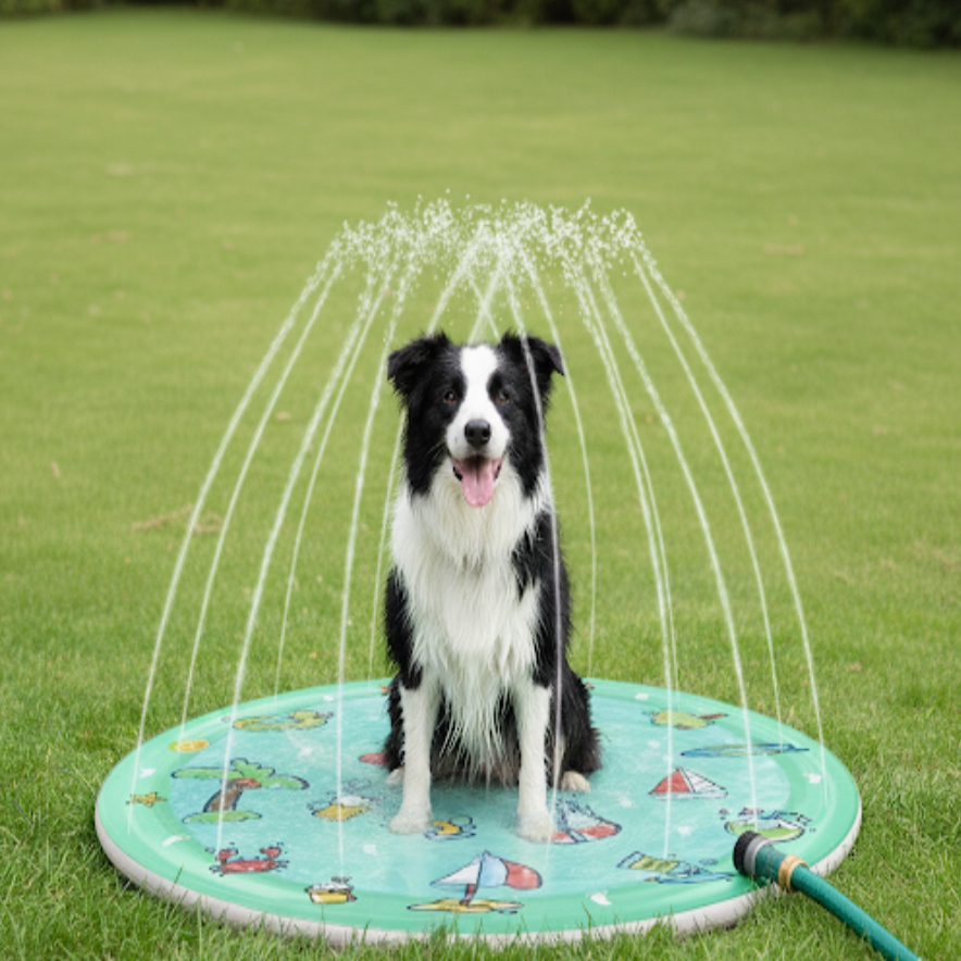 Inflatable Summer Splash Pool - Outdoor Cooling Mat & Fountain Toy for Dogs