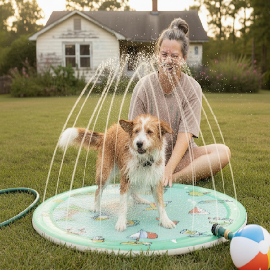Inflatable Summer Splash Pool - Outdoor Cooling Mat & Fountain Toy for Dogs
