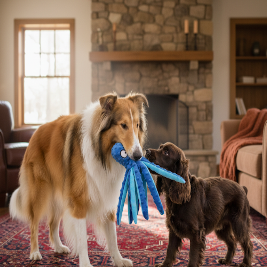 Interactive Octopus Chew Toy - Plush, Bite-Resistant & Teeth-Cleaning Fun for Dogs