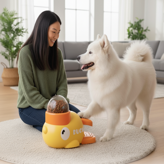 Yellow Rubber Duck Interactive Dog Puzzle Feeder – Fun Treat Dispenser & Slow Feeder Toy