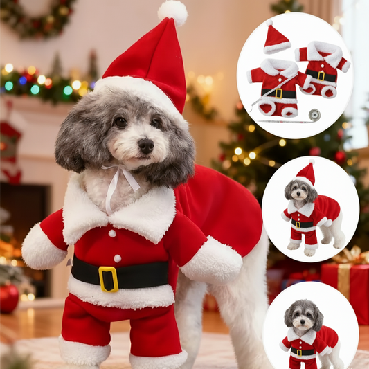 Cozy Christmas Pet Outfit Santa Claus Costume for Small Dogs and Cats Perfect for Holiday Photos