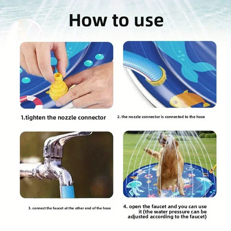 Inflatable Summer Splash Pool - Outdoor Cooling Mat & Fountain Toy for Dogs