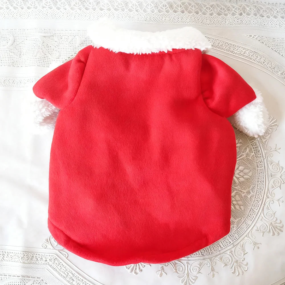 Cozy Christmas Pet Outfit Santa Claus Costume for Small Dogs and Cats Perfect for Holiday Photos
