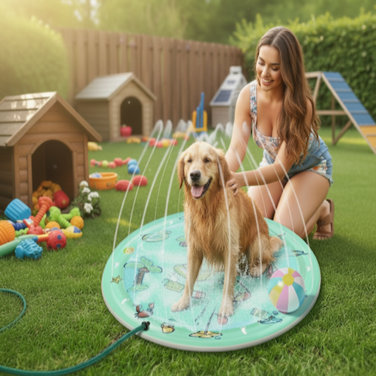 Inflatable Summer Splash Pool - Outdoor Cooling Mat & Fountain Toy for Dogs