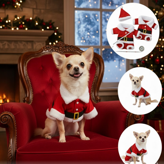 Cozy Christmas Pet Outfit Santa Claus Costume for Small Dogs and Cats Perfect for Holiday Photos