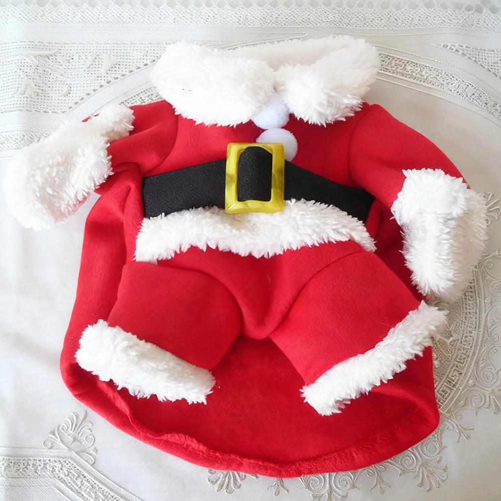 Cozy Christmas Pet Outfit Santa Claus Costume for Small Dogs and Cats Perfect for Holiday Photos