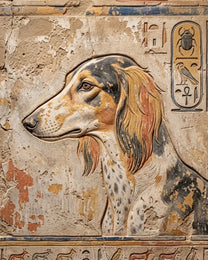 The Egyptian custom dog portrait: a saluki carved into a painted tomb wall relief